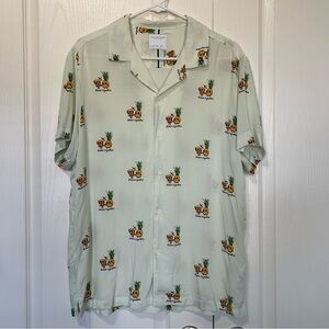 NWT Denim & Flower Ricky Singh Pizza Pineapple Better Together Button Up Large
